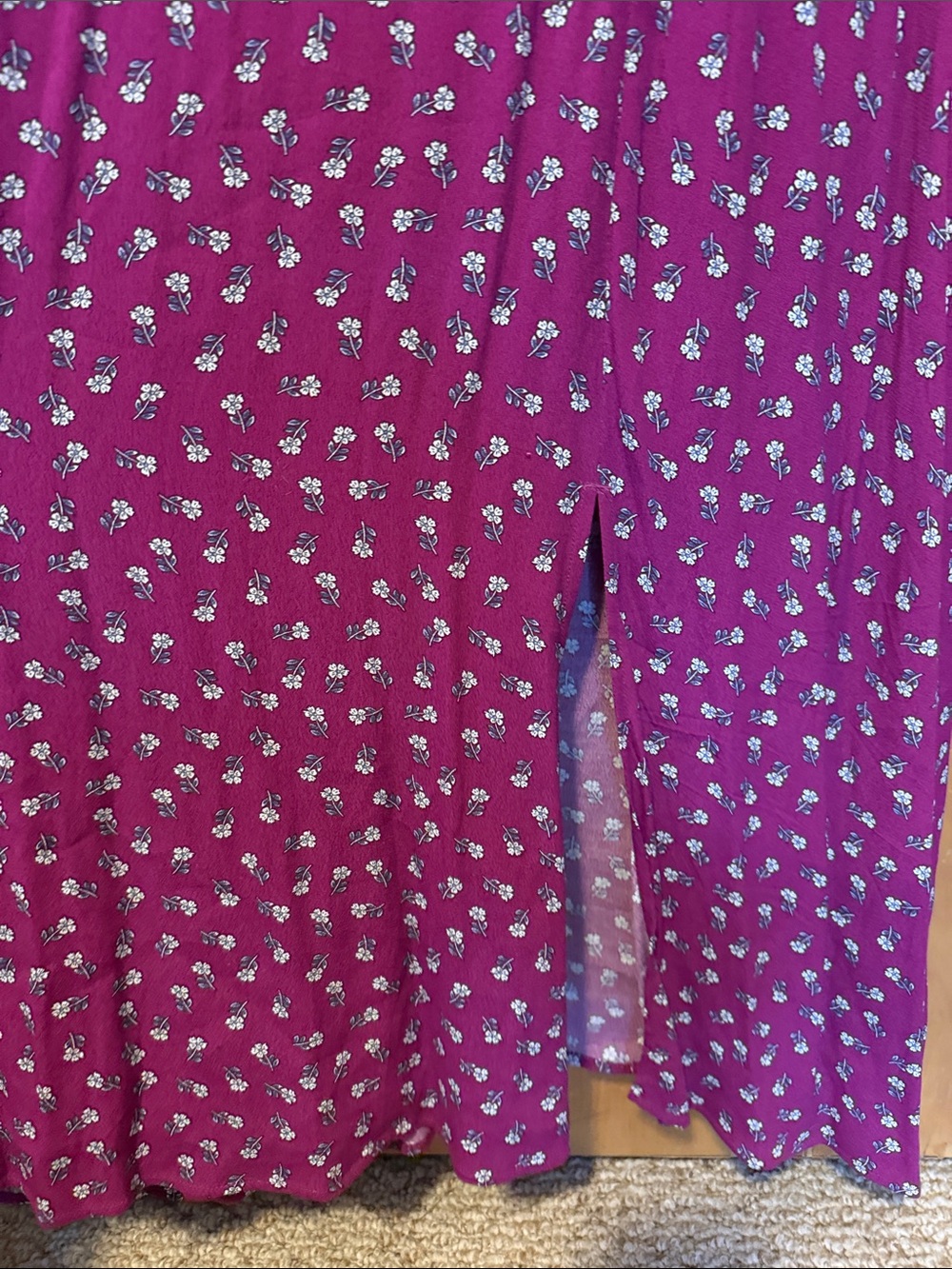 LOFT Raspberry Floral Ruffle-Shoulder Maxi Dress - Picture 3 of 3